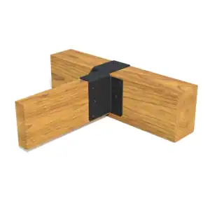 Double L-Joint for pergola construction, durable metal connector for wooden beams.
