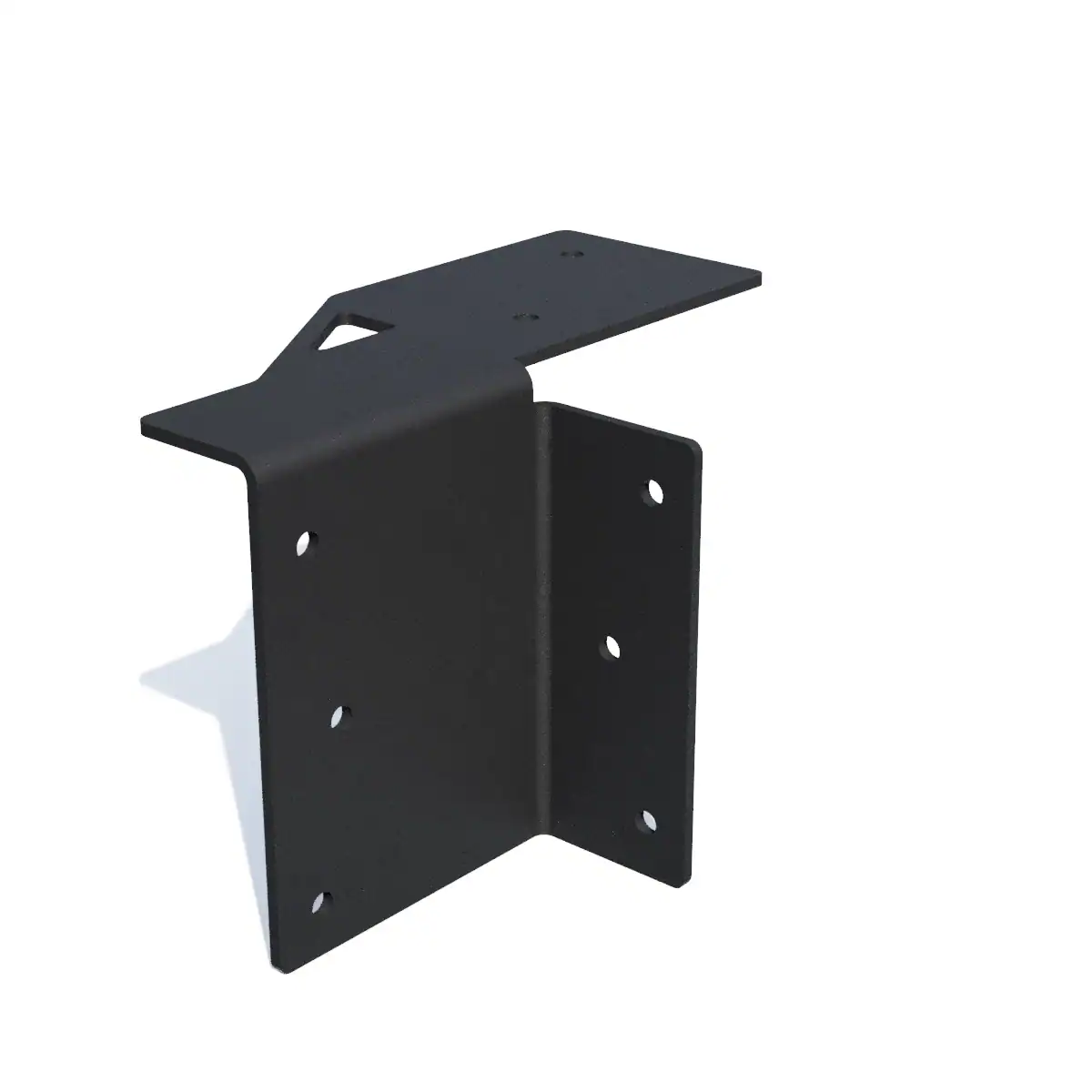 L-shaped steel connector for pergola construction and support.