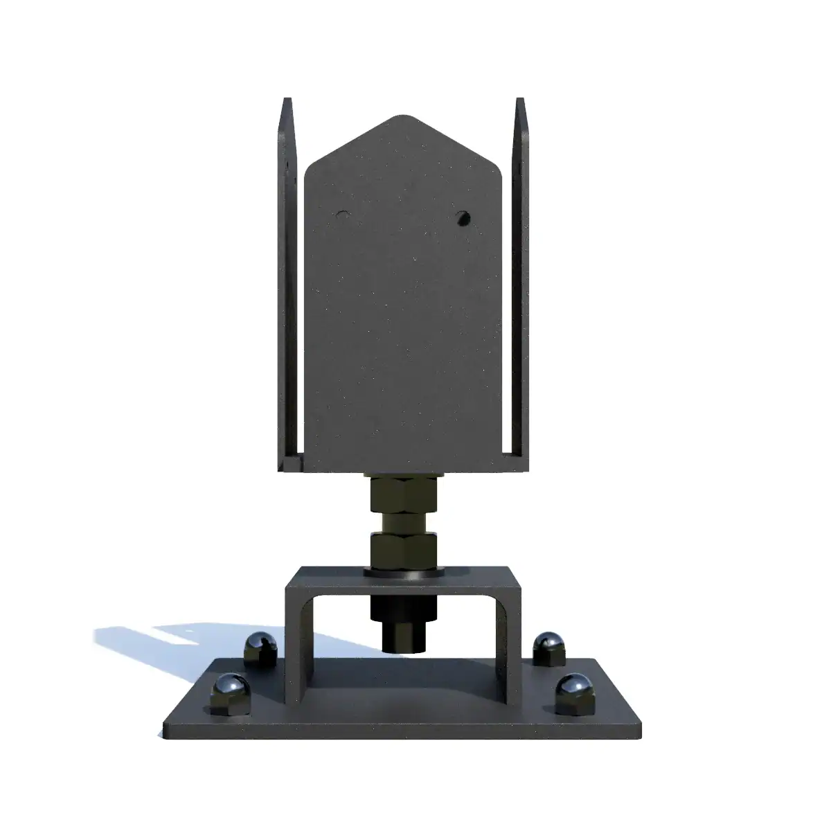 Foot part for strong pergola support structure, durable metal construction for outdoor use.