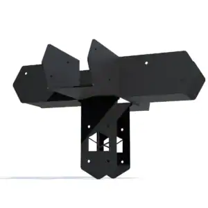 Corner support component for pergola construction and design.
