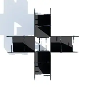 Aluminium pergola corner component for outdoor shading and structure.