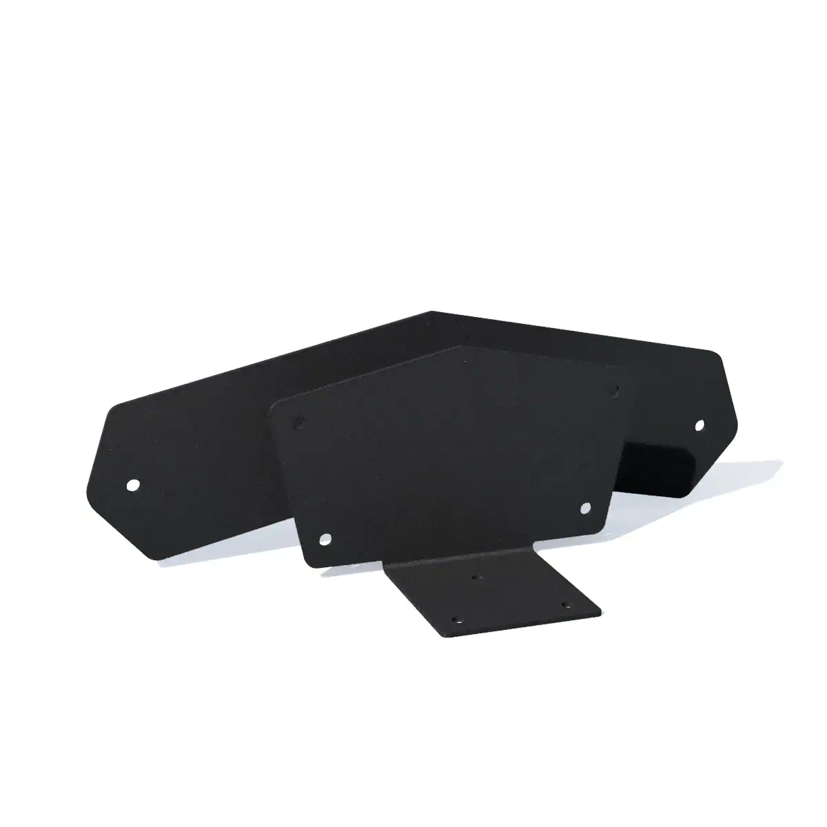 Black rafter joint connector for pergola construction.