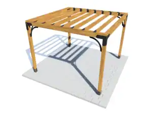 Compact wooden pergola for outdoor shade and relaxation.