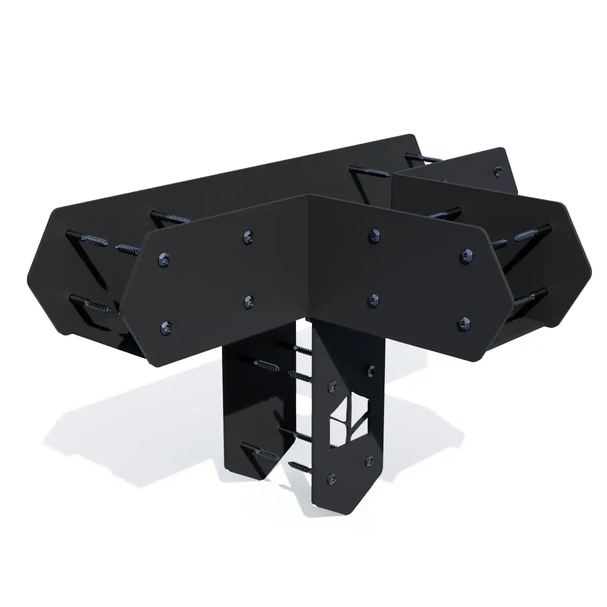 TRIO Corner Part for Strong Pergola, durable black metal connector for outdoor pergola framing.