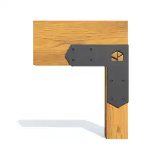 Corner joint for Strong Pergola UNO outdoor structure, made of wood and metal brackets.