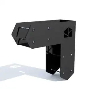 Corner connector for Strong Pergola UNO outdoor structure, black metal component.